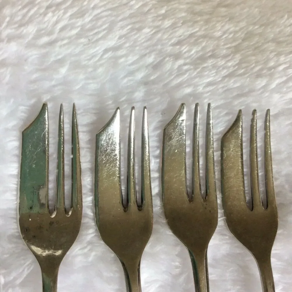 4 pc SET MS MAURICE STABLES SHEFFIELD ENGLAND LOXLEY EPNS SILVER DESSERT FORK